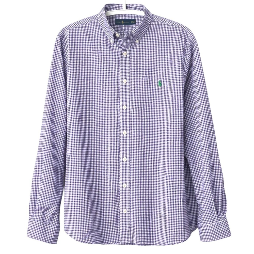 Polo Ralph Lauren Purple Gingham Button Down Shirt Classic Preppy XXL